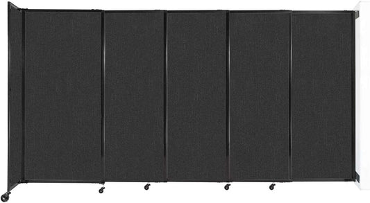 Wall-Mounted Sliding StraightWall Room Divider | Adjustable Widths | Locking Wheels | Room Separator | Up to 11'3" Wide x 6' Tall Black Fabric Panels - Lumora Desk