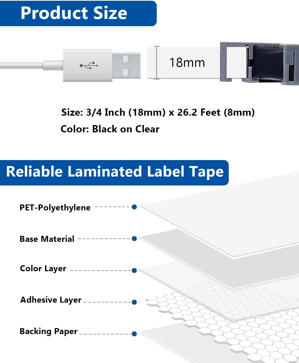 18mm 0.7 Laminated Black on Clear Compatible with P Touch Label Tape TZ TZe-141 TZe141 Refills for Ptouch PT-D410 PT-D400 PT-D600 Label Maker, 3/4 Inch x 26.2 Feet, 3-Pack