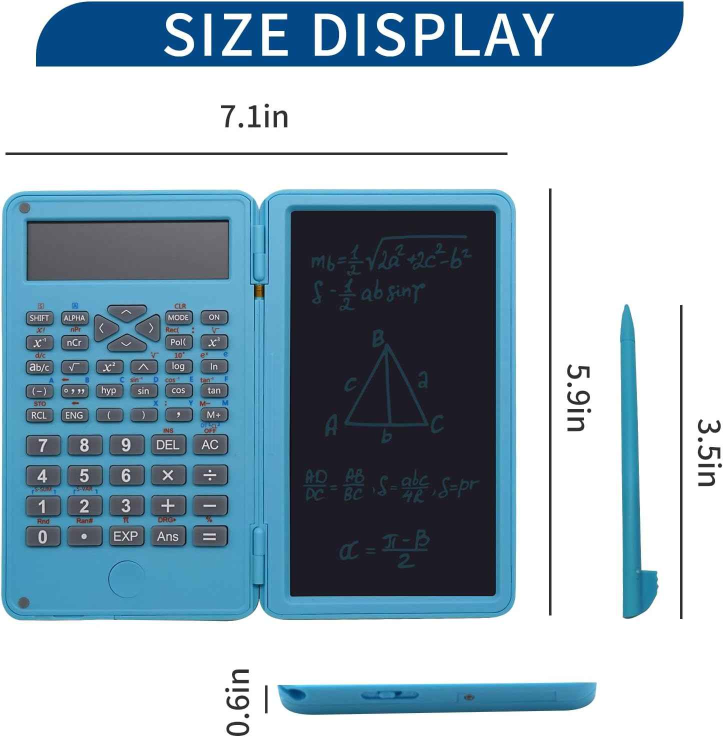 Basic Calculator Notepad with 6.5 Inch LCD Writing Tablet, Rechargeable, Lock Button and E-Pen,12 Digit Display, Also Inkless Drawing/Memo Pads/Planning Boards, Hand-held for Daily and Basic Office