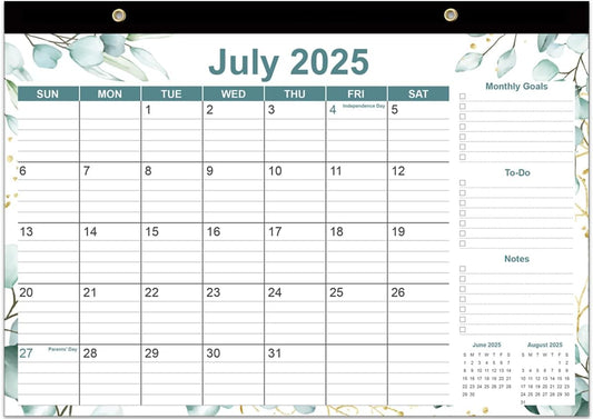 2025-2026 Desk Calendar - 18 Months Calendars from September 2025 - December 2026, Desk Calendar 2025-2026 with Thick Paper, 17" x 12", Green Leaf