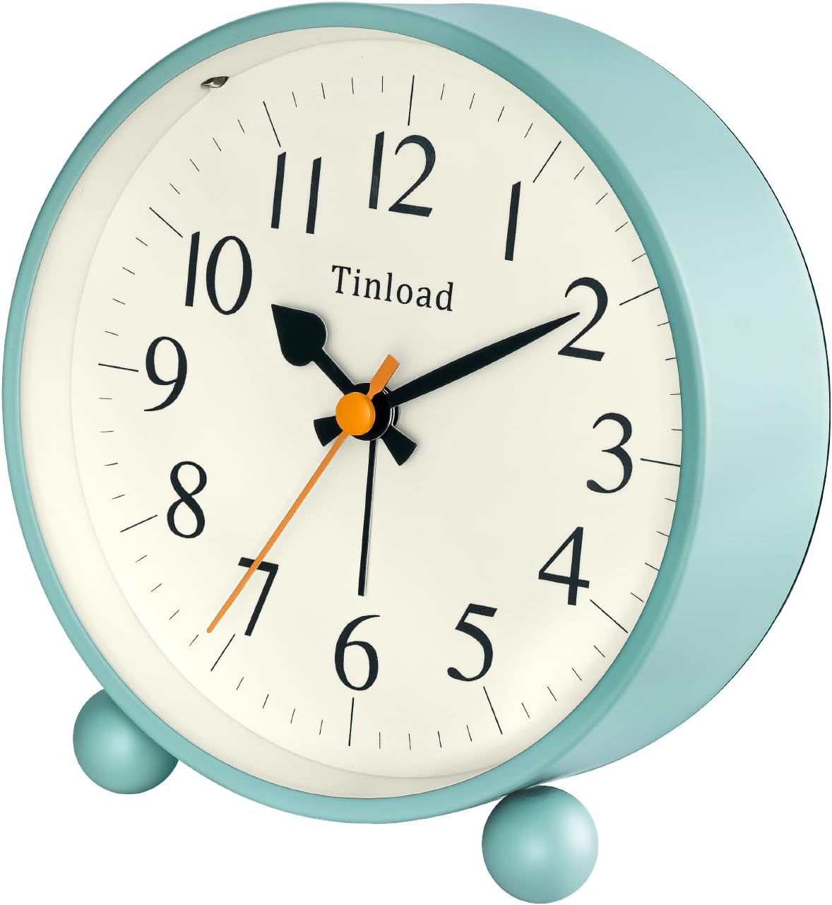 Tinload 4.5" Vintage Retro Analog Alarm Clock, Super Silent Non Ticking Small Clock with Manual Light, Snooze, Battery Operated, for Living Room, Bedroom, Bedside, Desk(Green)