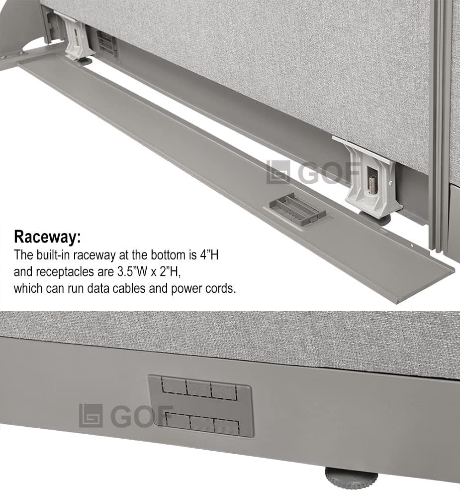 GOF Freestanding Office Partition, Large Fabric Room Divider Panel, 72" W x 48" H