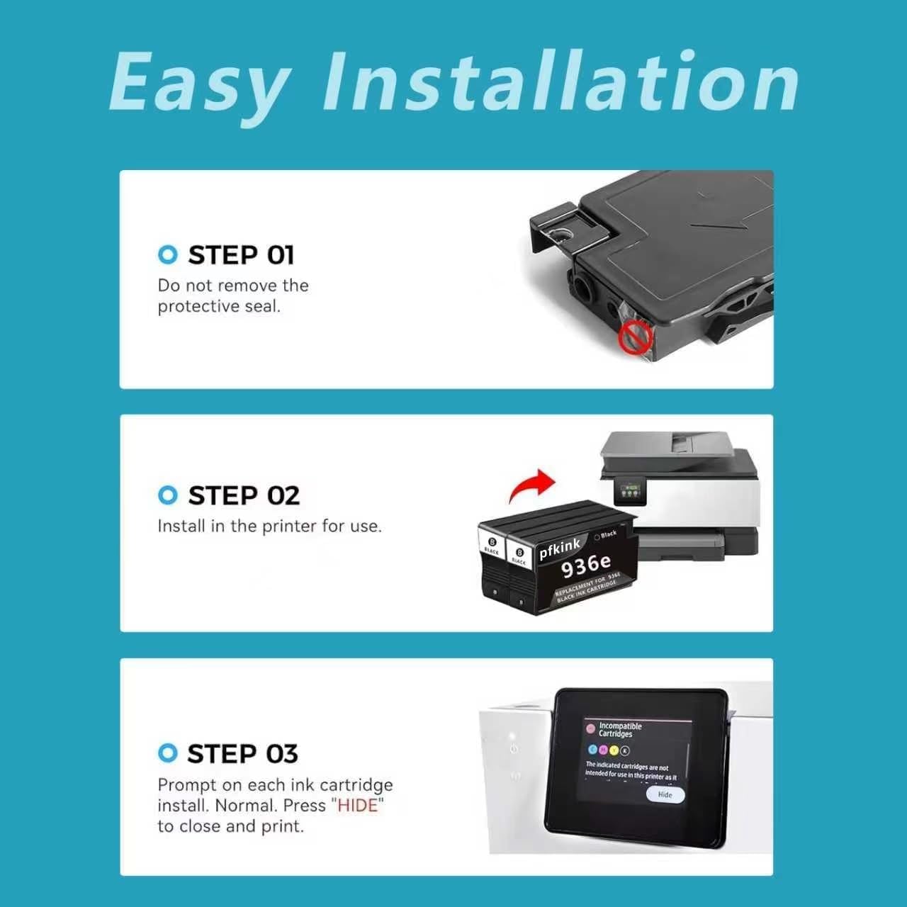 936e 936XL Black Ink Cartridge (with Chip) Replacement for HP 936e 936 Compatible with HP OfficeJet Pro 9125e 9135e 9128e 9122e 9110b 9130b 9730e 9730 Printers (2Black)