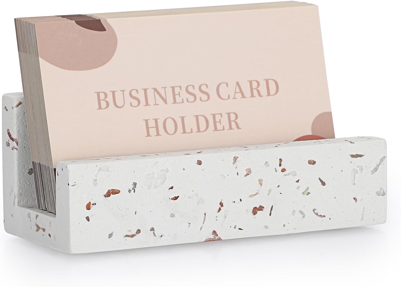 Hipiwe Business Card Holder for Desk Terrazzo Business Card Display Stand Desktop Cards Display Stand for Women Men Concrete Business Card Stand Organizer for Office
