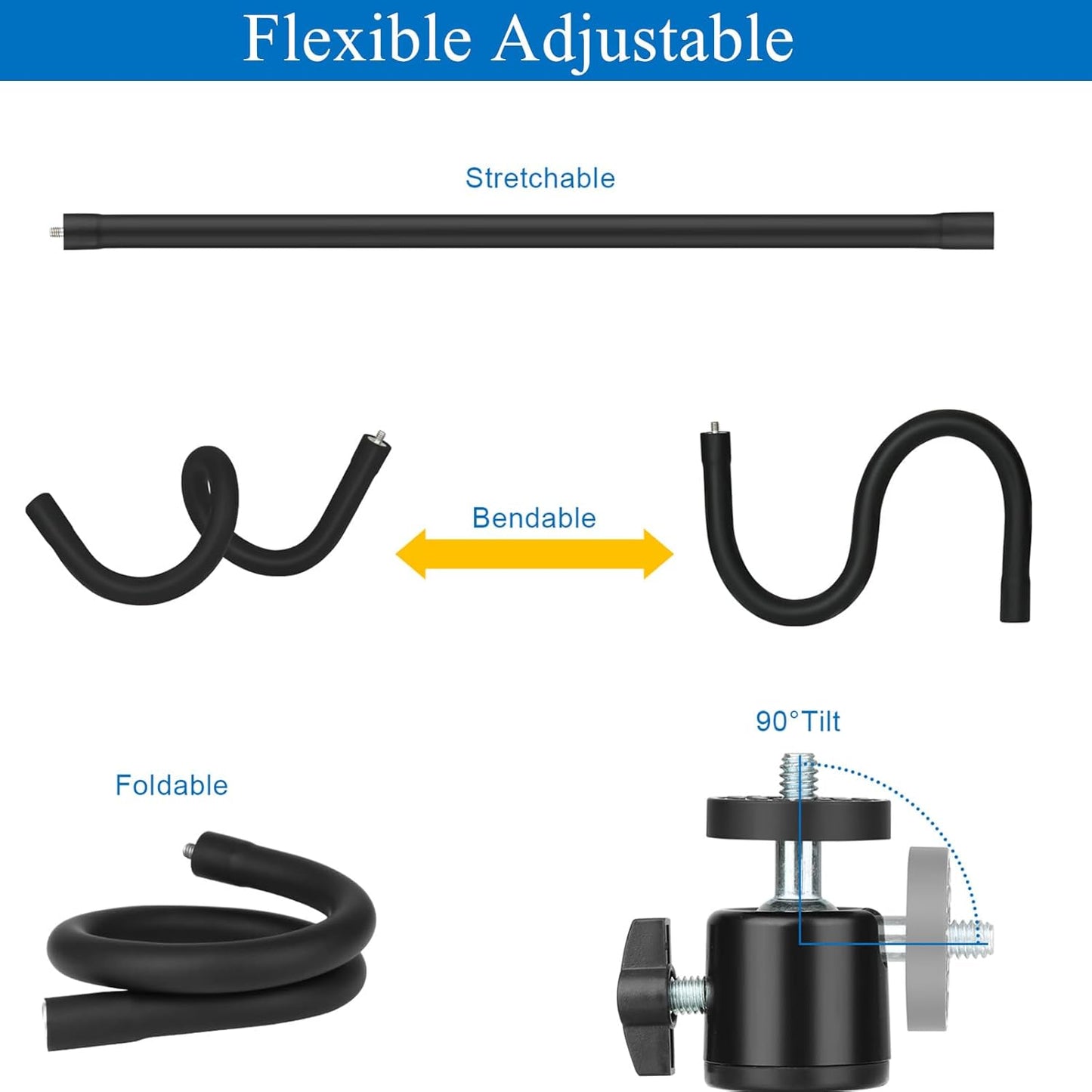 Webcam Stand for Desk,50cm Gooseneck Arm Compatible with Logitech Webcam C920 / C920S / C920x / C922 / C922x / C925e / C930 / C930e / C615 / C960 / BRIO 4K / NexiGo N60 / iPhone/Ring Light