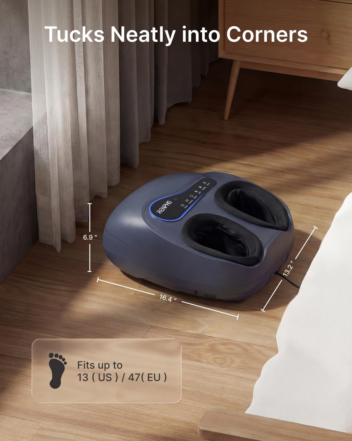 RENPHO Thermacool 2-in-1 Foot Massager with Heat & Cold, HSA Eligible FSA Only Products, Father Day Gifts for Husband, 3 Kneading & 5 Compression for Neuropathy & Plantar Fasciitis, Up to US Size 13
