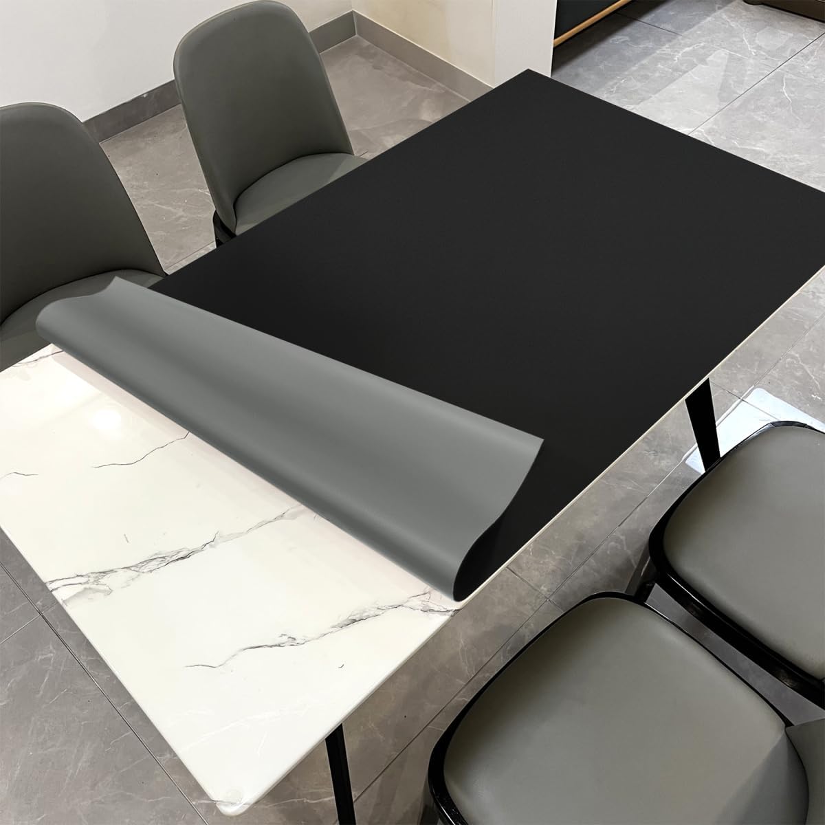 Leather Table Cover,1.8mm Thick,36x48 Inch Table Protector,Table Protector for Dining Room Table,Table Pads for Dining Room Table.(Black+Gray,36x48)