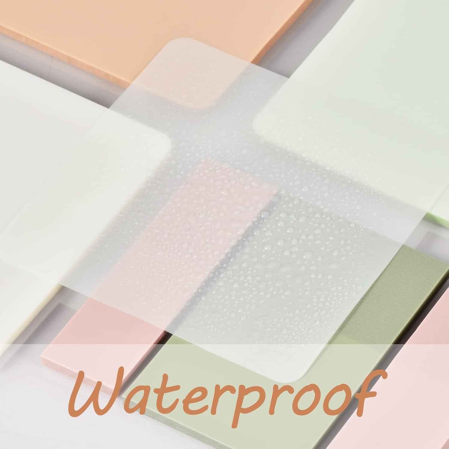 BAYTORY 700 Sheets Pastel Transparent Sticky Notes, Clear Waterproof 3 x 3 inch See Through Memo Pad, Self-Adhesive Translucent Writable Index Tabs for Annotating Books, Study Stationary Supplies