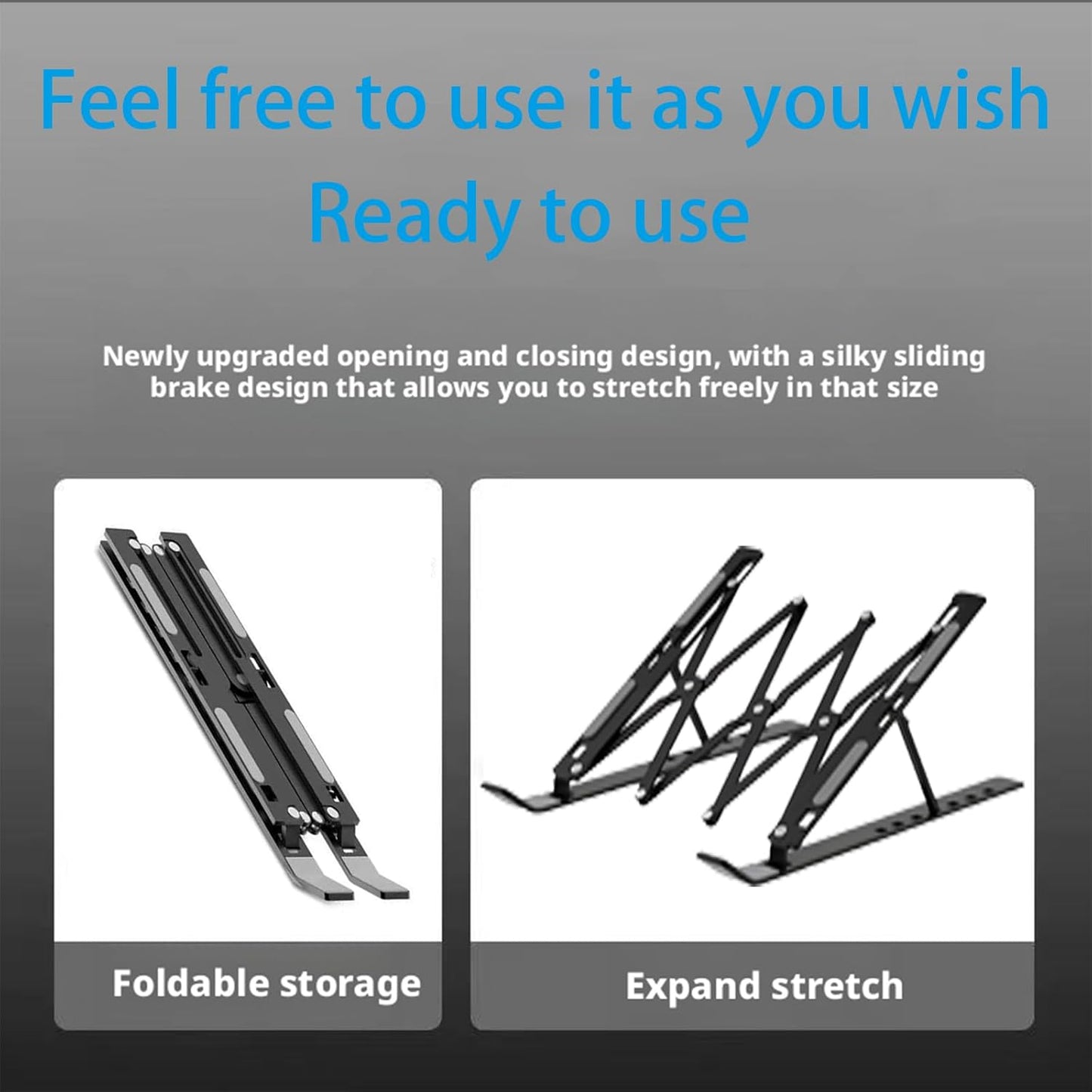Laptop Stand for Desk, Adjustable 7-Level Aluminum Riser, Ergonomic Notebook Holder, Portable Foldable Laptop Stands Travel for 10-17” Laptops, MacBook, Notebook (Black)