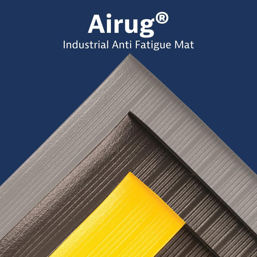 Notrax 410 Airug® 3' x 12' x 3/8" Anti Fatigue Mat, Enhanced Slip Resistance with Beveled Edges and Ribbed Surface, Ideal for Industrial and Commercial Workplaces, Black, 410S3312BL