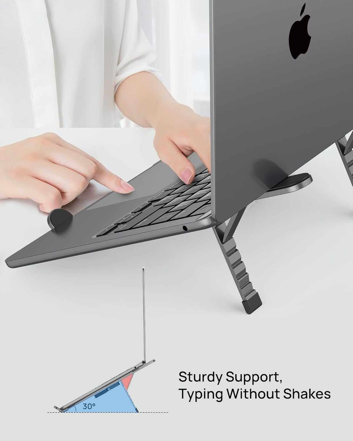SODI Foldable Laptop Stand for Desk, 6-Levels Height Adjustment Portable Laptop Holder Riser, Ergonomic Aluminum Computer Stand for 10-15.6" Laptop and Tablet,Black