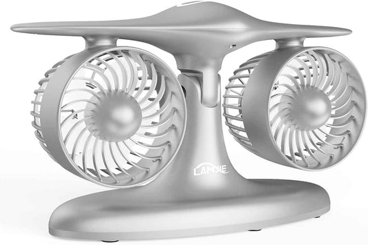 Portable Desk Fan, 8000mAh Battery Operated 18H Runtime Aviation Turbine Table Fan, Quiet USB-C Rechargeable Personal Fan, Unique Tech Office Gift for Men, Dad, Pilots
