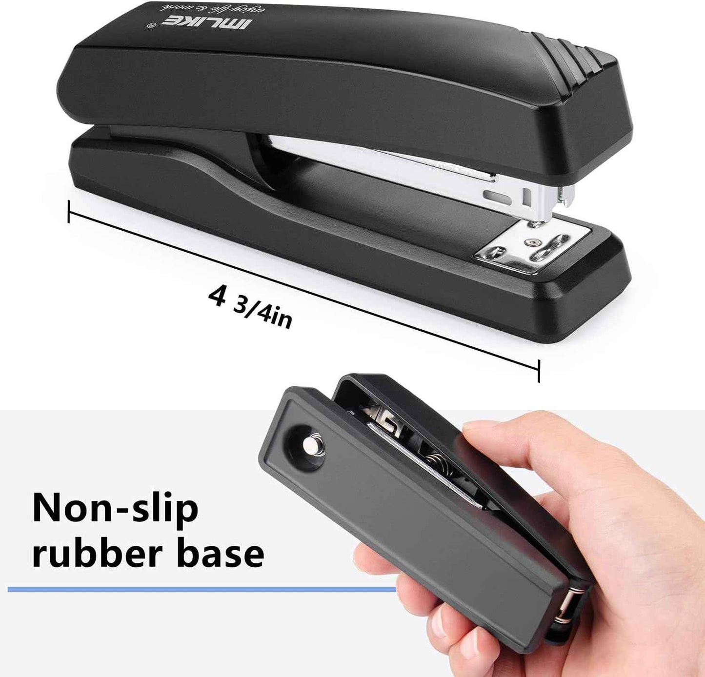 Desktop Office Stapler with 2000 Staples: IMLIKE Half Strip Desk Staplers, take 26/6 Staples 25 Sheets Capacity, Staple Remover, Non-Slip Base, Black, 2-Pack