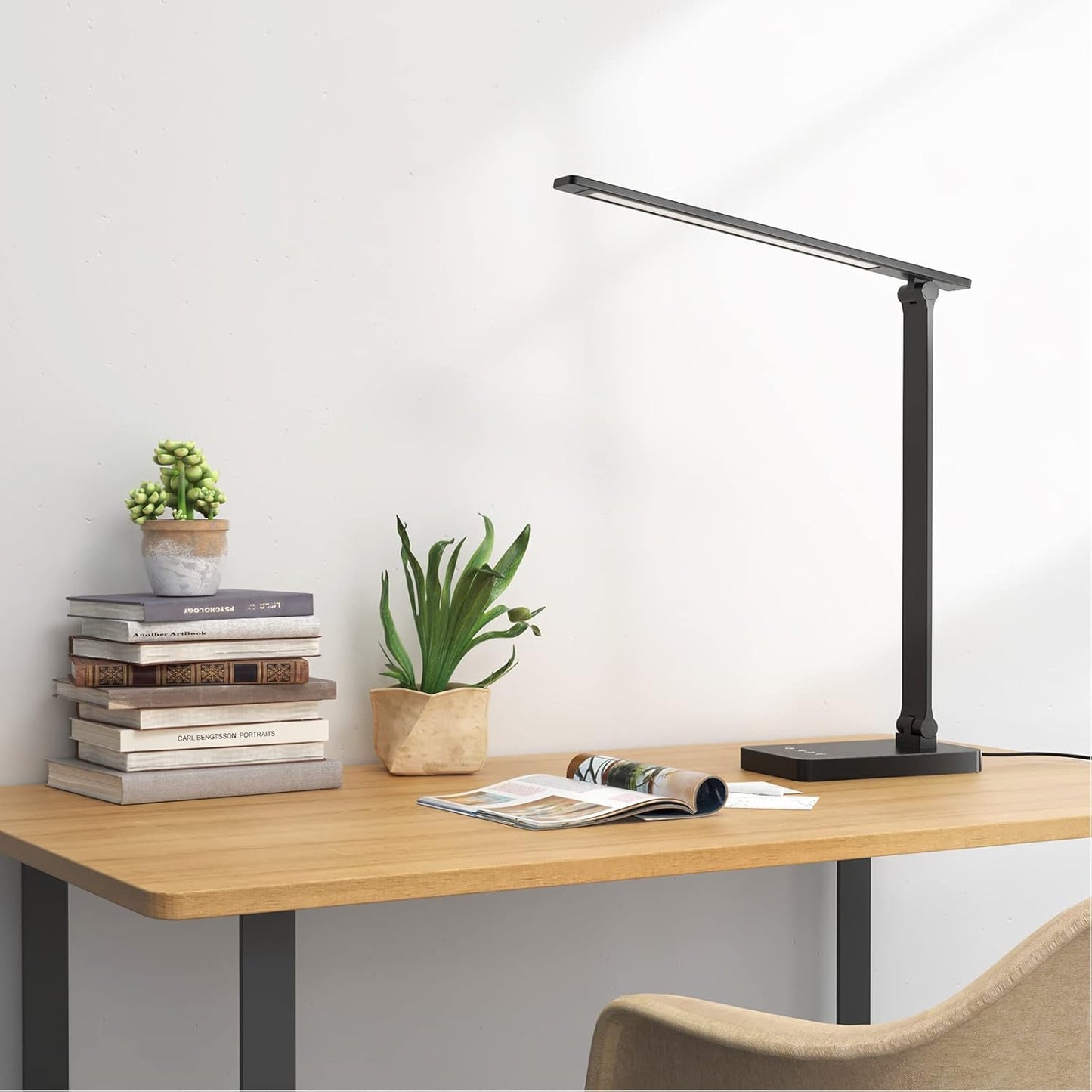 Lepro LED Desk Lamp with USB Charging Port Dimmable Home Office Touch Control Reading Table Lamp,3 Color Modes with 5 Brightness Level,College Dorm Room Essentials, Eye Caring, Sewing, Crafting, Black - Lumora Desk
