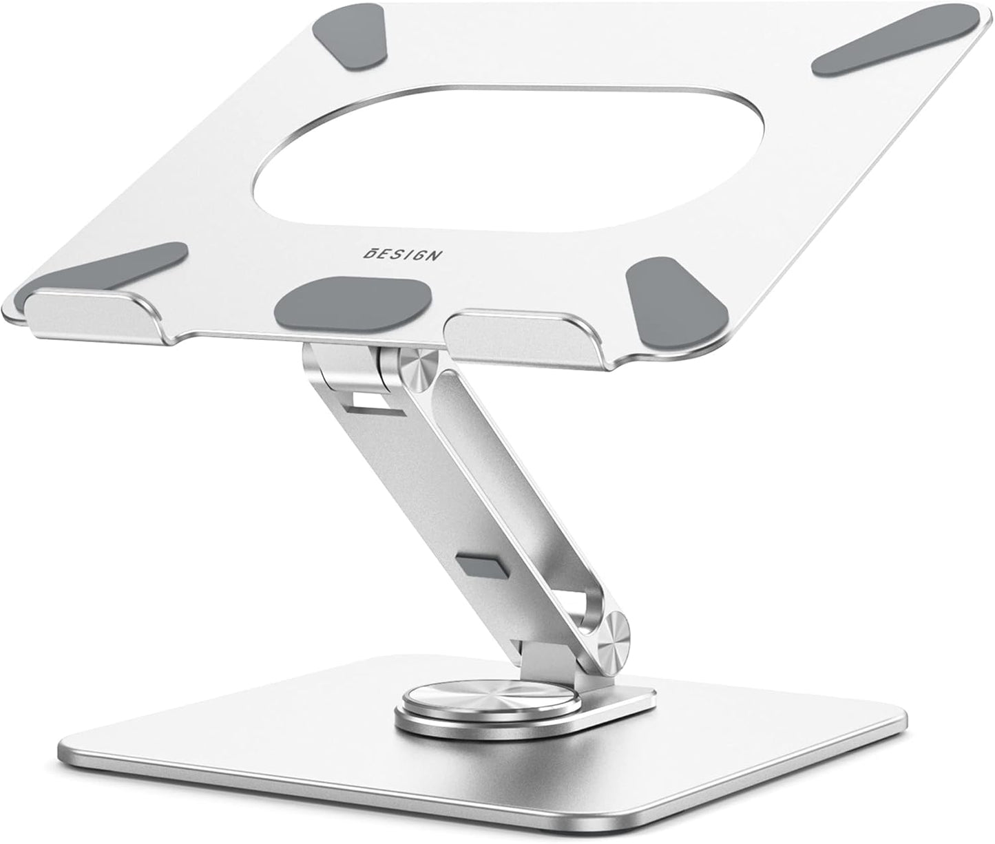 BESIGN LSX7 Laptop Stand with 360 Rotating Base, Ergonomic Adjustable Notebook Riser, Foldable Computer Holder Compatible with 10-15.6" Laptops (Silver)