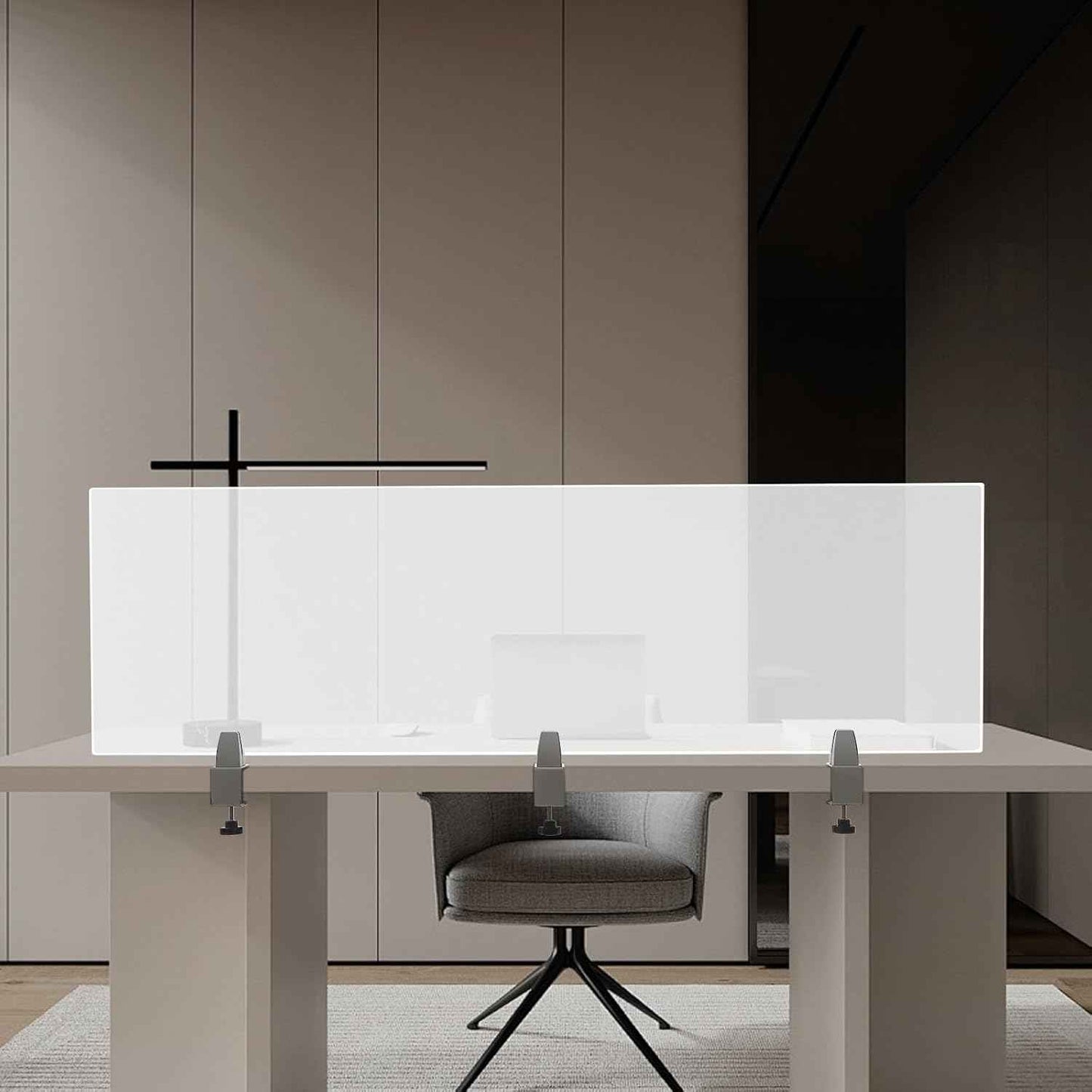 Desk Divider for Students and Desk Privacy Panel, Frosted Acrylic Plexiglass Shield with Clamps for Offices Schools Call Centers, Ideal Cubicle Light Shield - 60”L X18”W