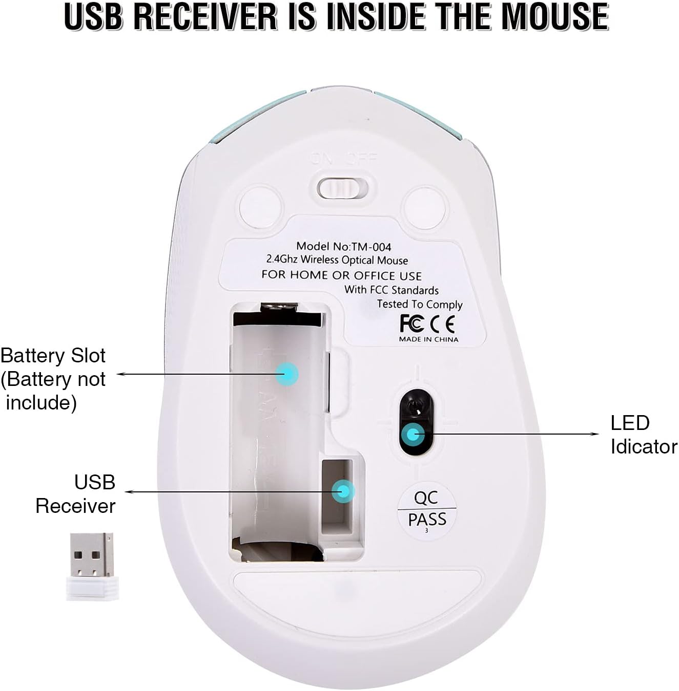 RaceGT Wireless Mouse - 2.4G Silent Cordless for Laptop, Desktop, MacBook, PC - 6 Buttons, 3 Adjustable DPI