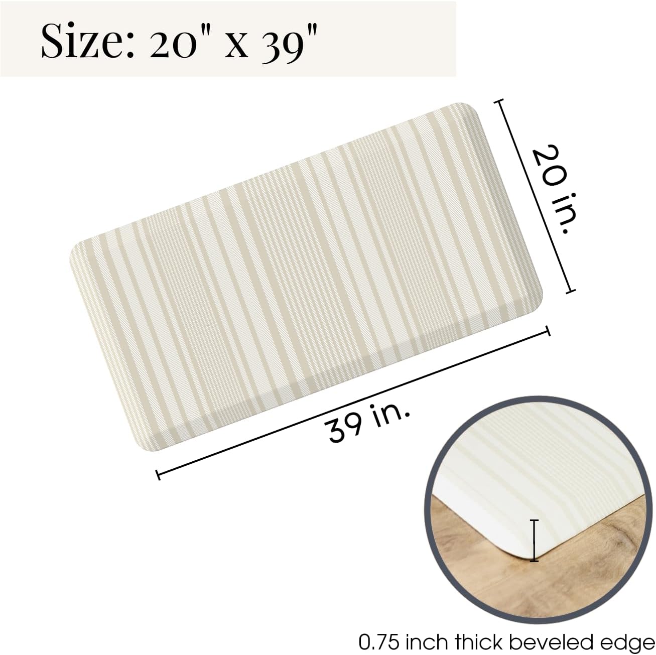 Anti Fatigue Mat by Laurel Lane Co. – Designer Anti Fatigue Mats for Kitchen Floor, Kitchen Mats for Floor, Desk Mat – Cushioned 0.75" Thick – Stain Resistant – Non-Skid Bottom – 20" x 39" - Lumora Desk