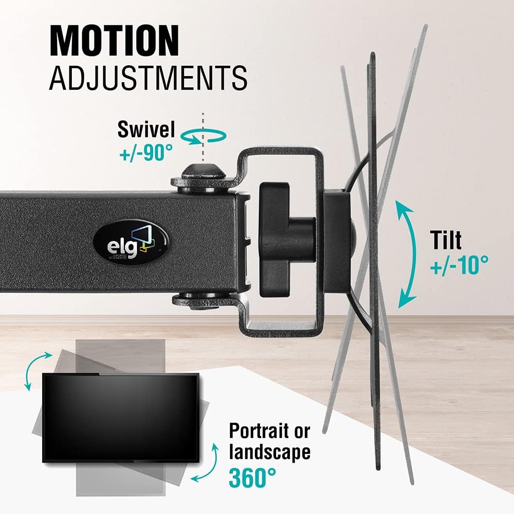 ELG Full Motion Swivel Monitor Desk Mount Stand up to 34'' Screen, Adjustable Arm Height Position, Computer Monitor Stand, Gaming/Home Office, F50N, Black