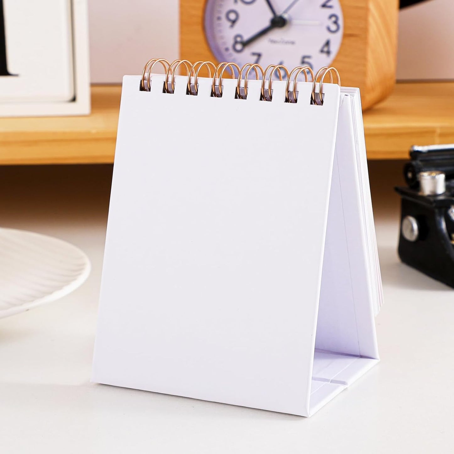 Mini Desk Calendar 2025-2026, Monthy Small Desktop Calendar Runs From July 2025 until Dec 2026, 250 GSM Thick Paper Twin-Wire Binding for Home or Office (White)
