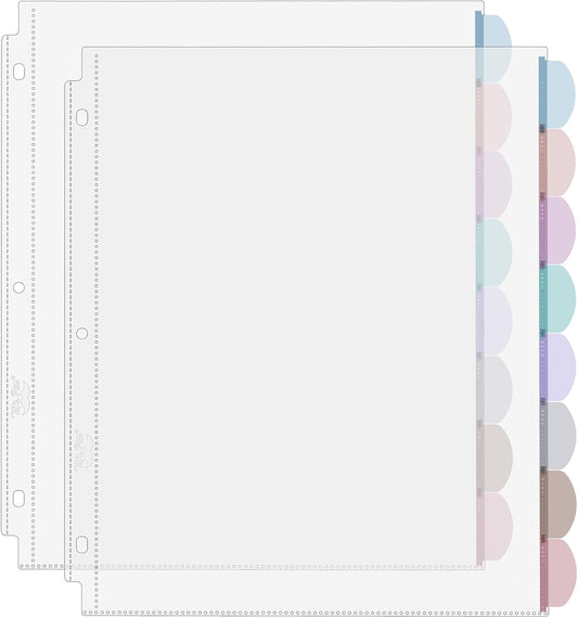 Mr. Pen- Clear Sheet Protectors with Tabs, 8.5x11 Inches, 8 Tabs, 2 Sets, Durable Clear Plastic Dividers for 3 Ring Binders, Insertable Index Page Divider with Multicolor Tabs
