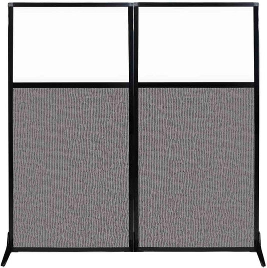 Versare Workstation Partition | Portable Wall Divider | Modern Office Cubicle | Free Standing Privacy Screen | Flexible Work Space | 66" x 70" W/Window, Slate Fabric Panels
