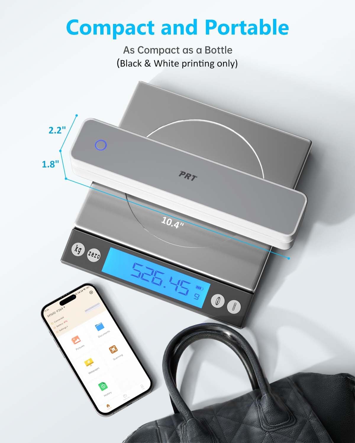 Inkless Portable Printer for Travel, Wireless Thermal Printer Support 8.5 x 11 Inch US Letter A4 B5, Bluetooth Mobile Printers with iOS, Android, Laptop for Home Use, Car, Office, School, Grey - Lumora Desk