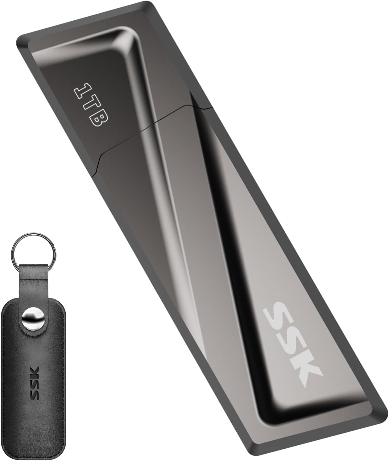 SSK 1TB USB Flash Drive 550MB/s USB3.2 Gen2 SSD Thumb Drive Fast Transfer Speed Externel Solid State Drive with USB C Adapter USB-C Memory Stick for Type-C Smartphone,MacBook/Pro/Air Laptop and More