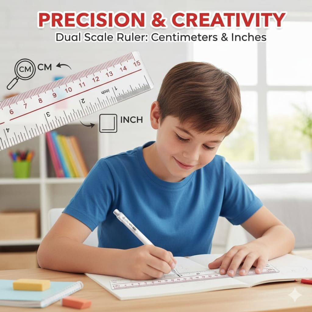0.5mm Mechanical Pencil Set with Case: Cute Pencils Set Include Lead Eraser Refills, Ruler – Ideal for Students, Teachers, Writing, Drawing, School daily use (0.5mm)