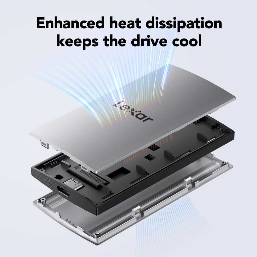 Lexar 2TB ES3 Portable SSD, Up to 1050MB/s Read & 1000MB/s Write, Compatible with PC & Mac, Tablets, Smartphones, External Solid State Drive, Silver (LES3XXX002T-RNSAU)