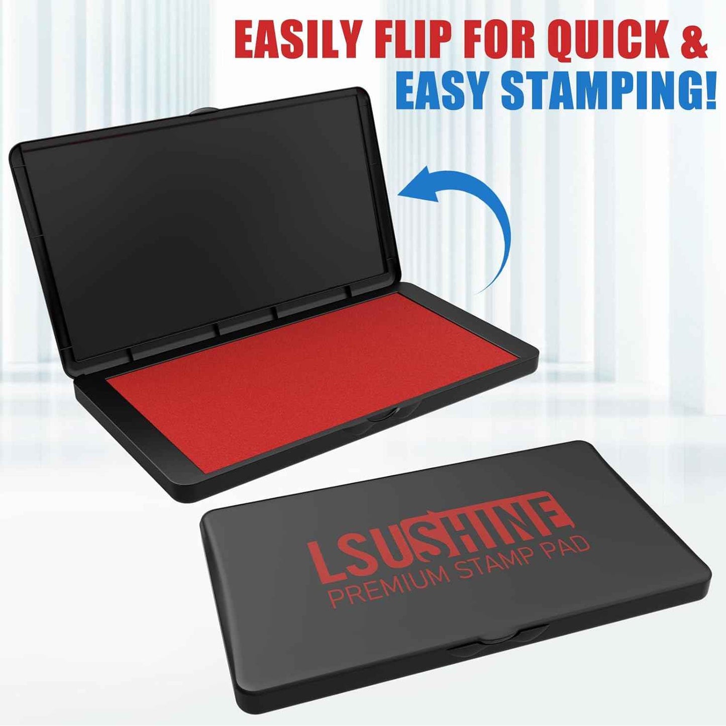 Large Stamp Pad, 6.29 x 3.54 Inch Red Ink Pad Premium Quality Felt Pad Rubber Stamp Ink Pad for Office, Home