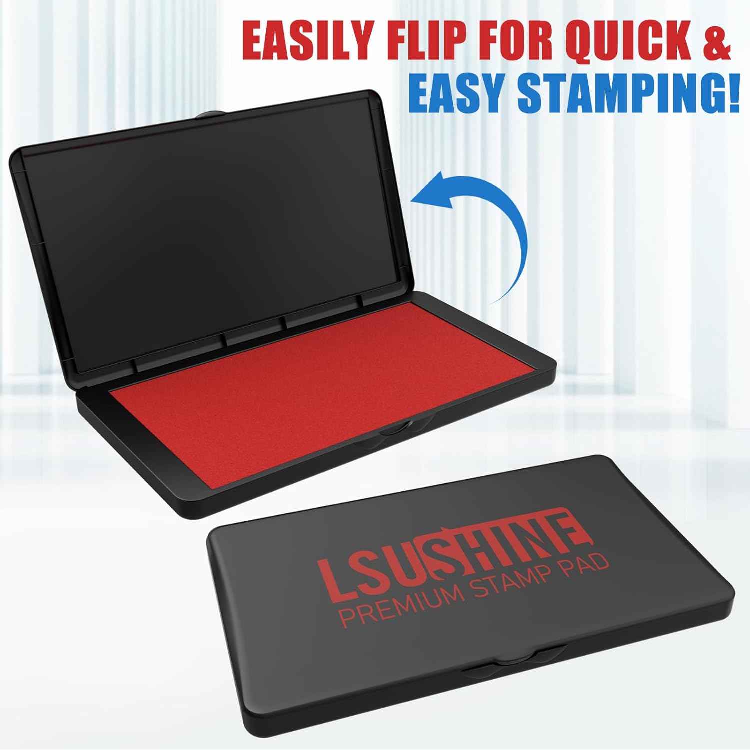 Large Stamp Pad, 6.29 x 3.54 Inch Red Ink Pad Premium Quality Felt Pad Rubber Stamp Ink Pad for Office, Home