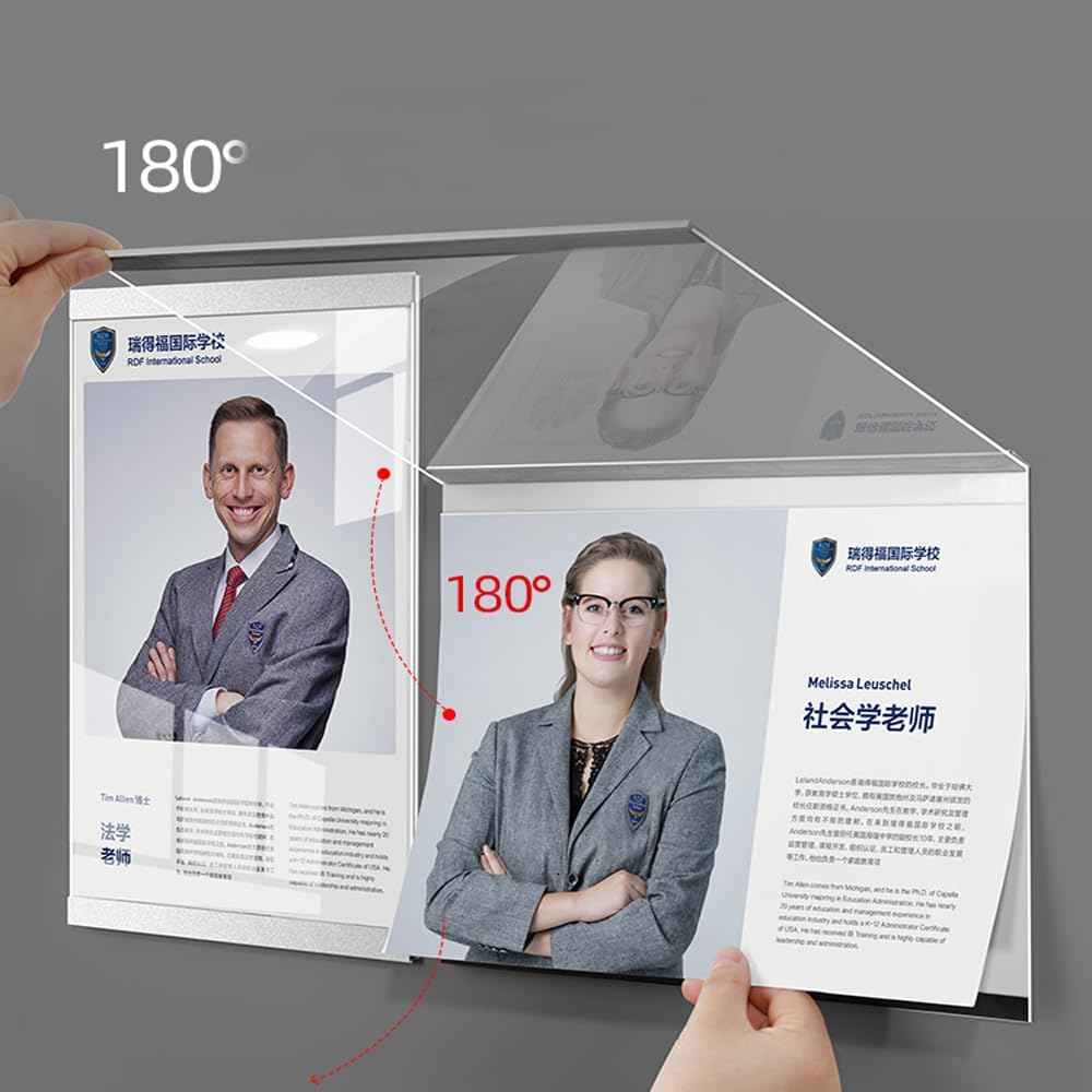 Wall Mount Acrylic Sign Holder Self Adhesive Magnetic Display Frame Clear Document Frame for Office, Store, School, Home, Wall Picture Frame (Horizontal A5 148×210mm/5.83×8.27inches)