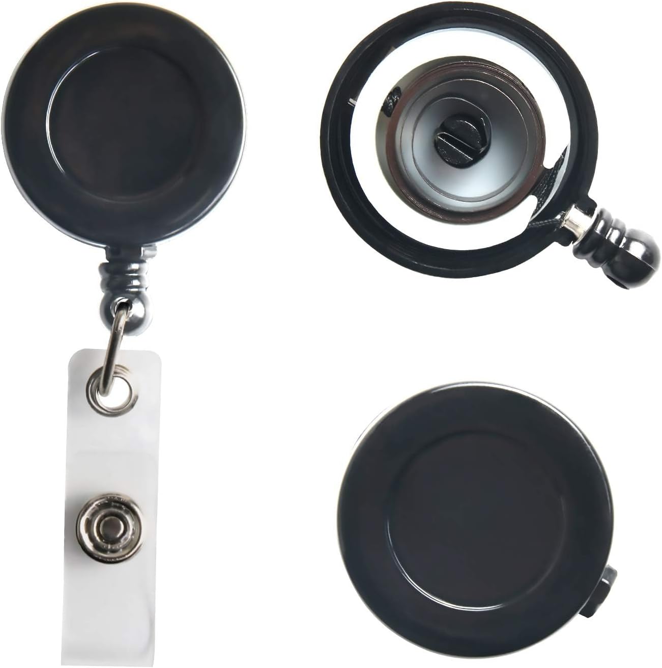 JANYUN 30 Pcs Black Retractable Badge Reels Holders Reels Clip for ID Badge Holders for School Office Supplies