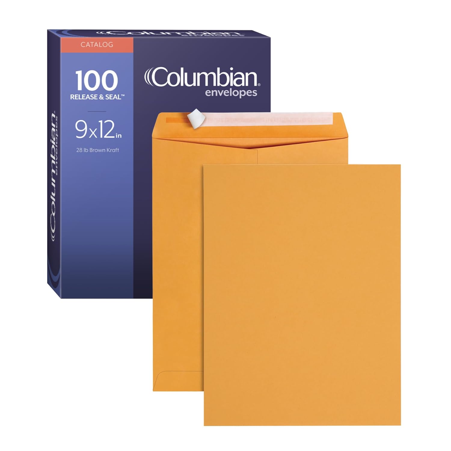 Columbian 9 x 12 Catalog Envelopes with Self Seal Closure, 28 lb Brown Kraft, for Mailing Flat Letter Size Documents or Photos, 100 Per Box (COLO341) - Lumora Desk