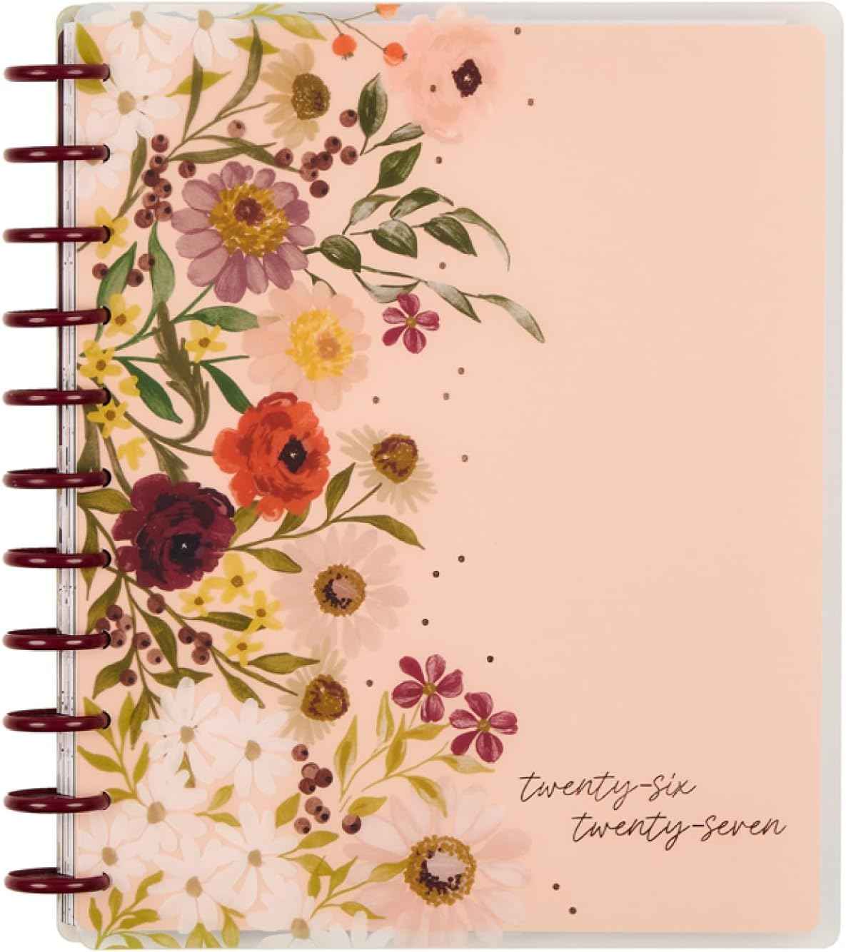 Happy Planner Disc-Bound Planner July 2026–June 2027, Includes 3 Extra Months and 2 Sticker Sheets, Big Size, 8.5" x 11", Dashboard Layout, Wildflower Whimsy