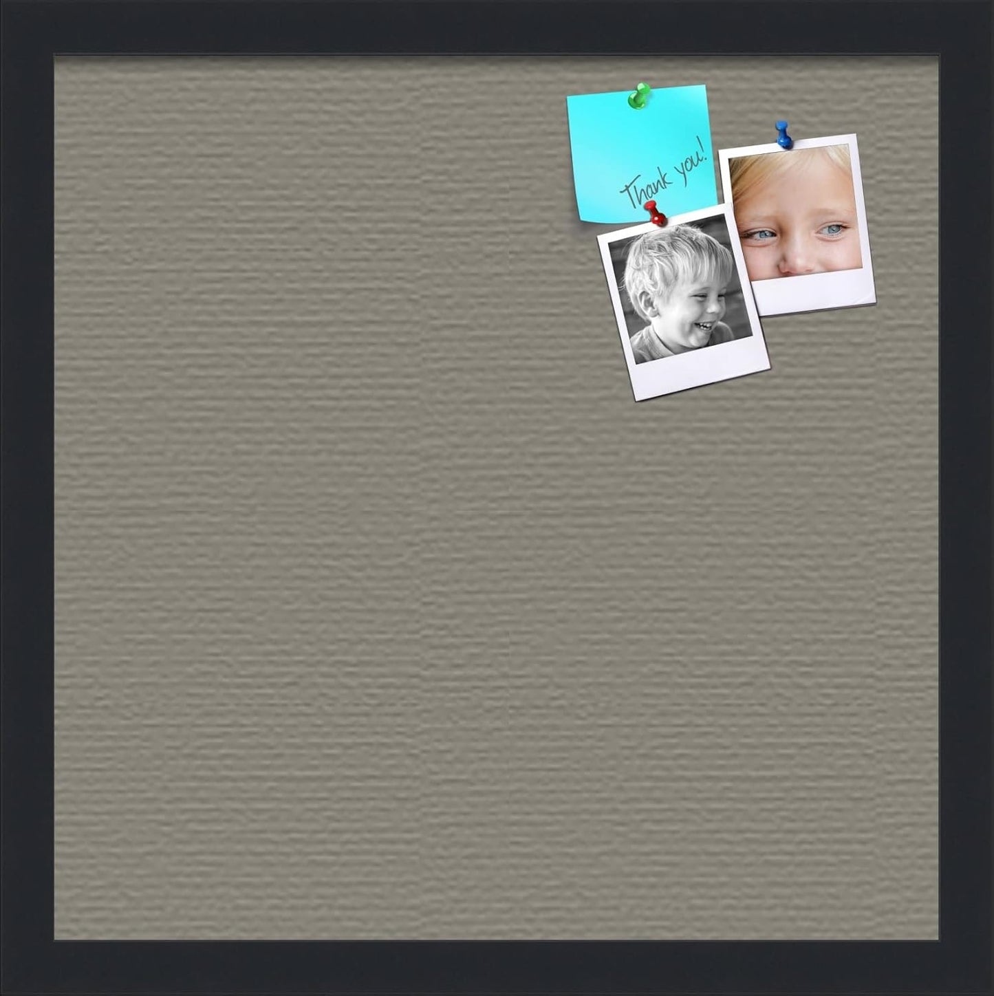 PinPix 16x16 Inch Cork Bulletin Board. This Decorative Framed Pin Board Comes with Pewter Design and a Satin Black Frame. Ideal for Home Office Decor or Message Board (PinPix-1812)