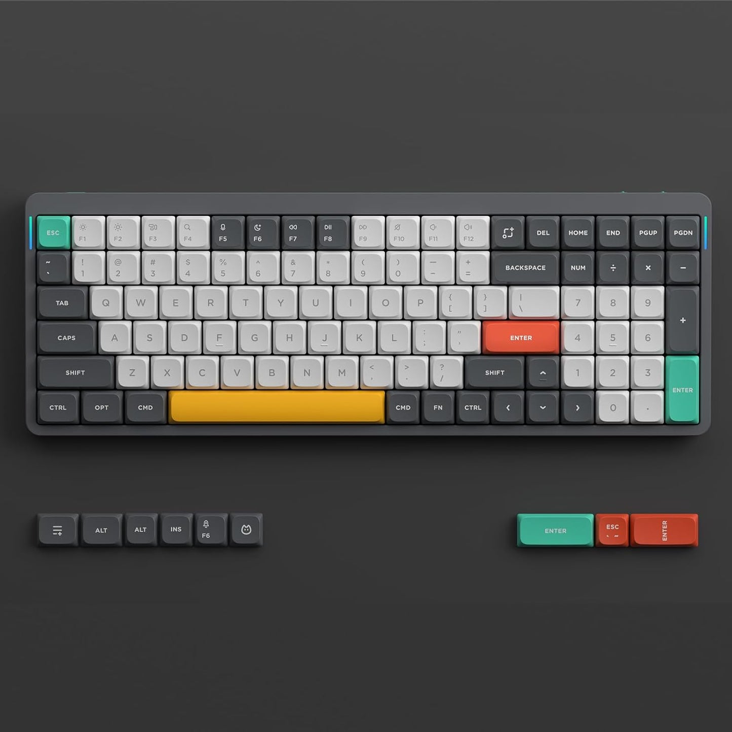 nuphy Air96 V2 Wireless Mechanical Keyboard,100 Keys RGB Backlit Keyboard,Supports Bluetooth 5.1,2.4G and Wired Connection,for PC/Laptop/Windows/Mac -Grey Gateron Aloe Switch