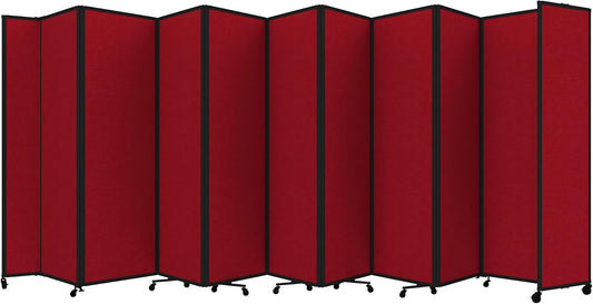 Versare Room Divider 360 Portable Wall Partition | Folding Panels | Large Freestanding Divider | Locking Wheels | Temporary Room Separator | 25' x 7'6'', Red