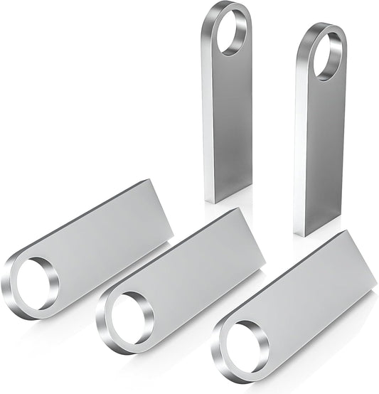 ABLAZE 8GB Flash Drive 5 Pack, Metal USB 2.0 Thumb Drives with Keychains USB Stick Pendrive (Sliver)