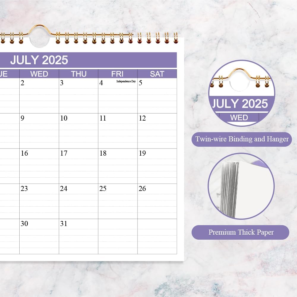 2025-2026 Calendar- Wall Calendar 2025-2026 Runs from July 2025 to December 2026-18 Months Calendar with Thick Paper for Planning and Organizing for Home or Office, 8.5 x 11 Inches, Purple