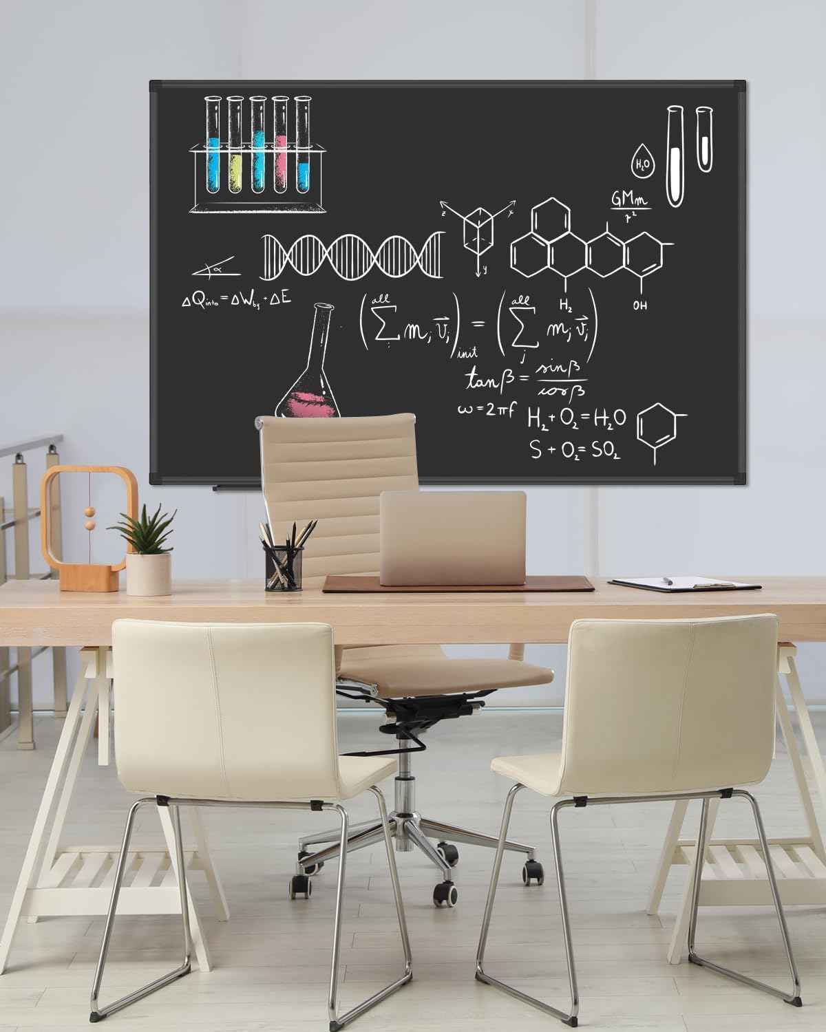 XBoard Magnetic Chalkboard 48 x 31 inch Chalk Board/Black Board, Black Aluminium Frame, Display Collections