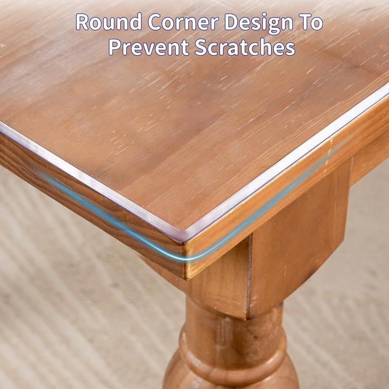 54 x 96 Inch Clear Table Cover Protector, 2mm Thick Clear Table Protector for Dining Room Table, Plastic Table Cover, Waterproof Table Pad for Kitchen, Office
