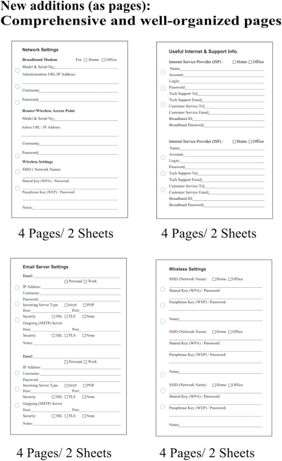 BTSFTOGET Password Book Refill Pages 212 Replacement Pages Internet Log Book, 8.2x5.6in, Large Print 576 Entries Durable Divider with Alphabetical Tabs, For Men Women Seniors Home Office Use