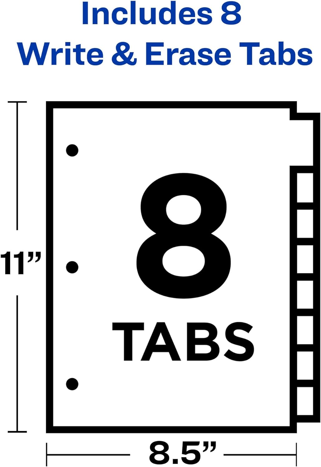Avery 8-Tab Binder Dividers, Write & Erase White Big Tabs, 48 Sets (23078)