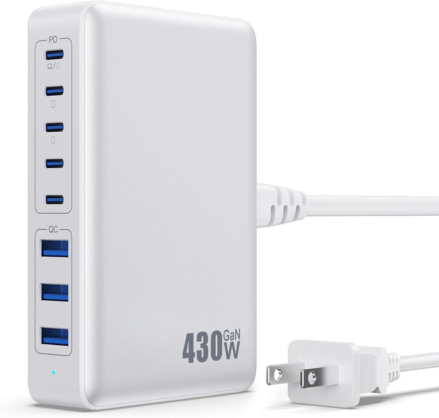 USB C Charger 430W USB C Charger Block, 8-Ports GaN IV Fast Charging Station Hub,PD 100W Laptop Charger Adapter,for MacBook Pro/Air/iPad/iPhone16/15/14/Apple Watch/DELL/Samsung for Home Office