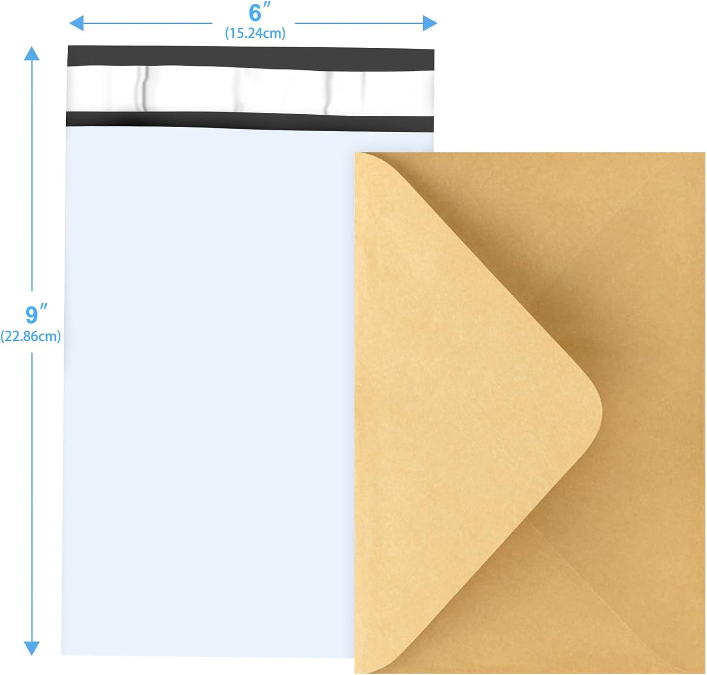 120-Piece White Poly Mailers - 6x9 Inch Shipping Envelopes with Self-Adhesive Seal, Waterproof and Tear-Proof Postal Bags - Lumora Desk