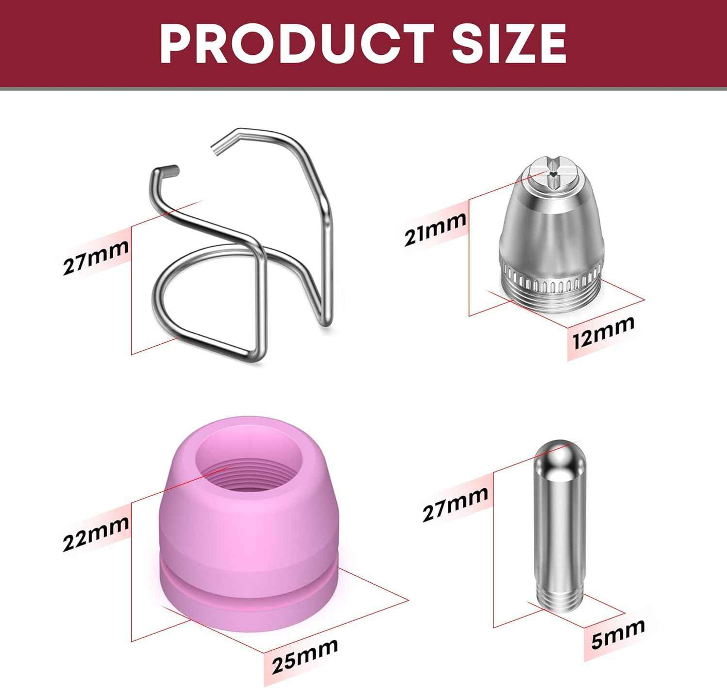 24Pcs AG60P Plasma Cutter Consumables Accessories AG-60 SG-55 WSD-60 Cutting Torch Plasma Cutter Tips Nozzles Kit for Plasma Cutting Equipment