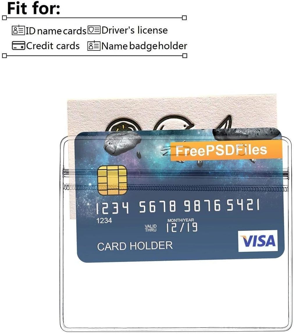 Clear Plastic Horizontal Name Tag Holders and Metal Badge Clips with Vinyl Straps Waterproof PVC ID Card Badge Holder 3x4 Inch(25 Pack, Horizontal Large 3x4)