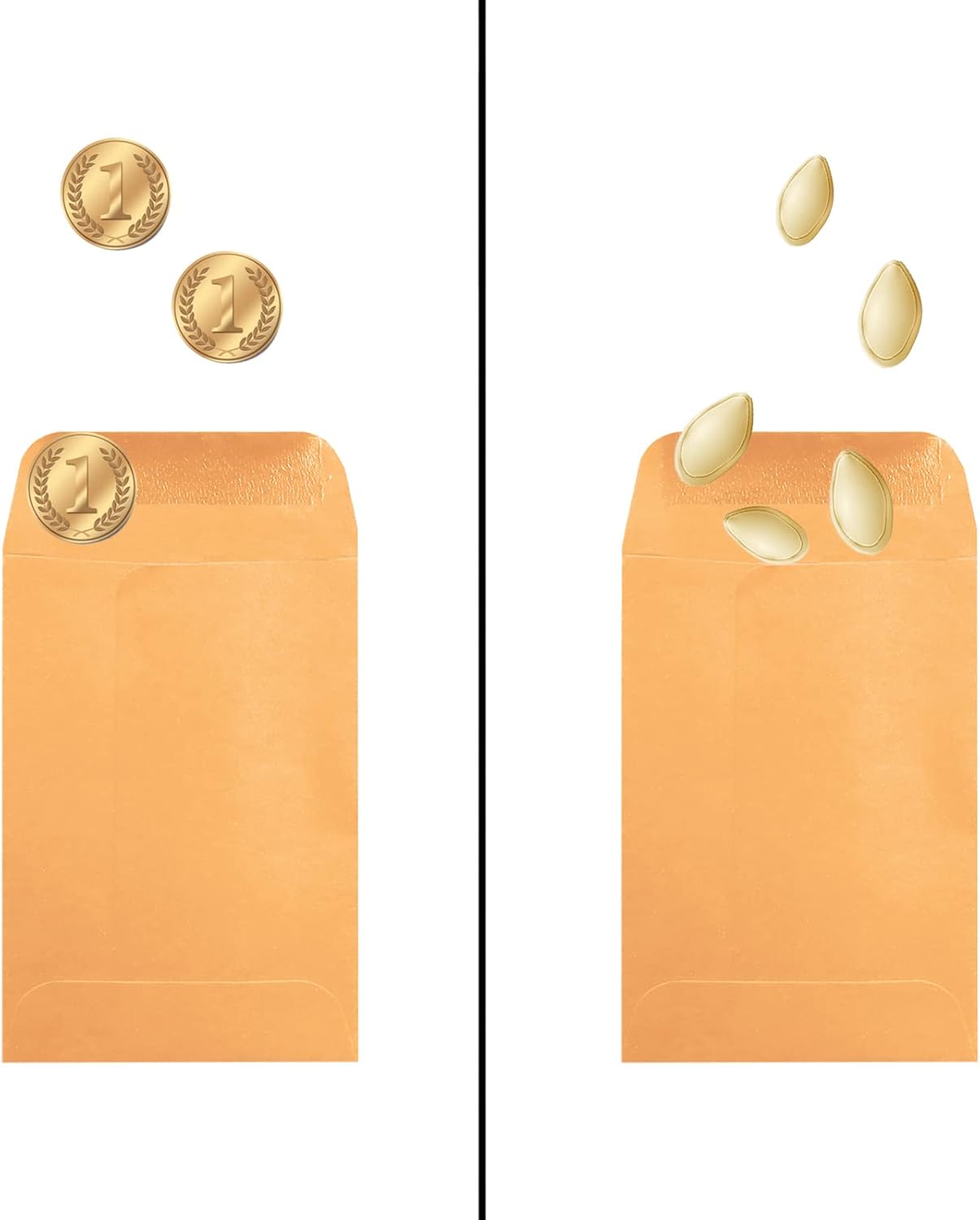 500 Pack #5 Brown coin envelope 3.125 x 5.5 inches Kraft Envelopes Classic Small Parts Envelopes with Self Adhesive Gummed Flap for Coins Cash Credit Cards Seeds - Lumora Desk